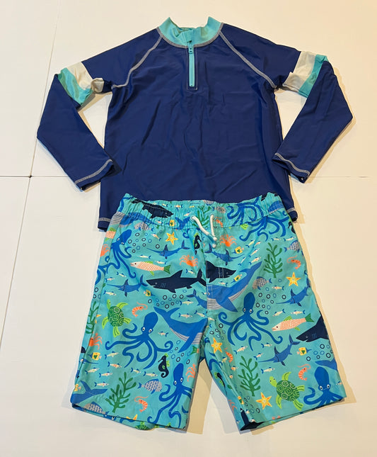 #141 Boys 8 Gymboree Ocean Animal Rashguard Set