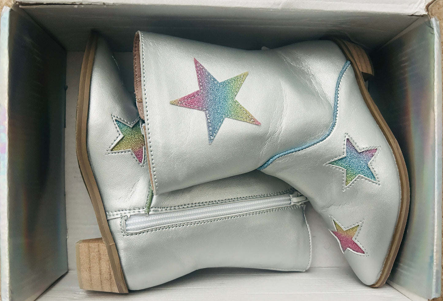 #15 Lola and the Boys 9.5c (26) Sparkle Star Cowboy Boots Never Worn