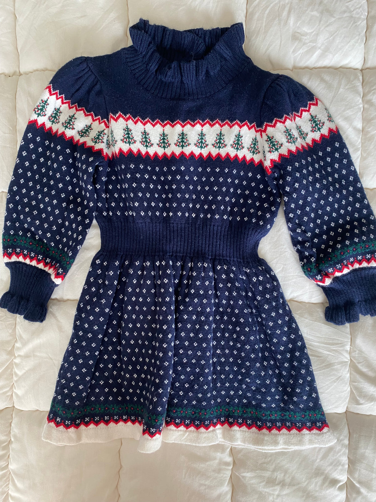 #59 Janie and Jack 12-18 mo navy holiday sweater dress