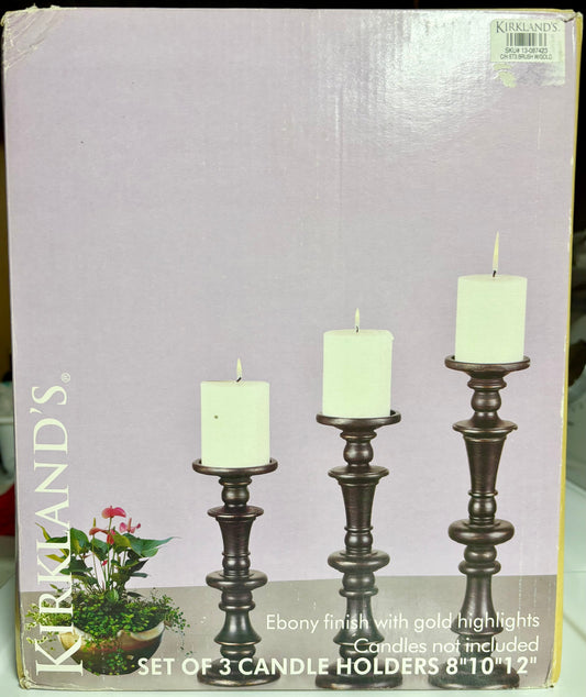 #132 - REDUCED - Kirkland's: Set of 3 Vintage Candle Holders - NEW