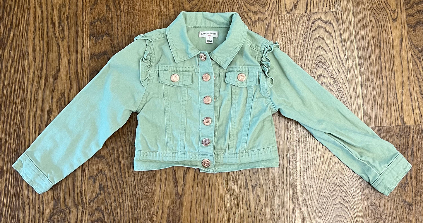 #33 Girls 4T Green Button Up Jacket