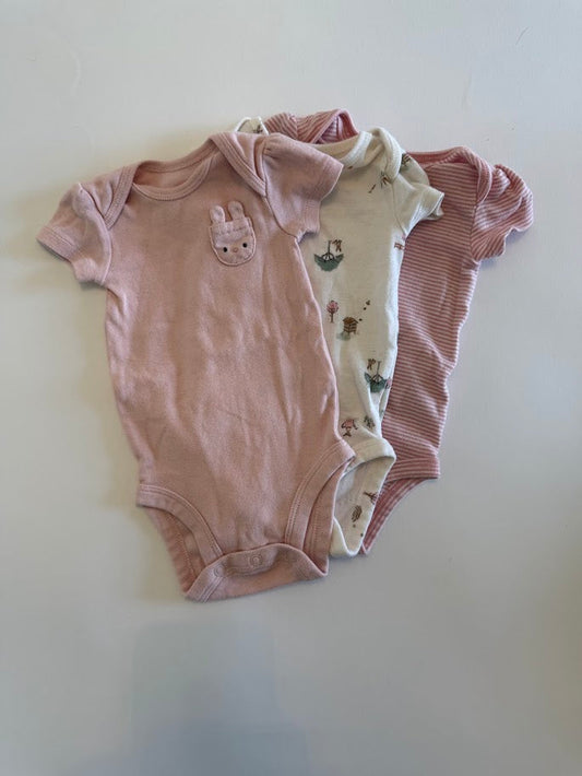#78 REDUCED Carter's 3 Piece Bunny and Stripe Bodysuits 3M