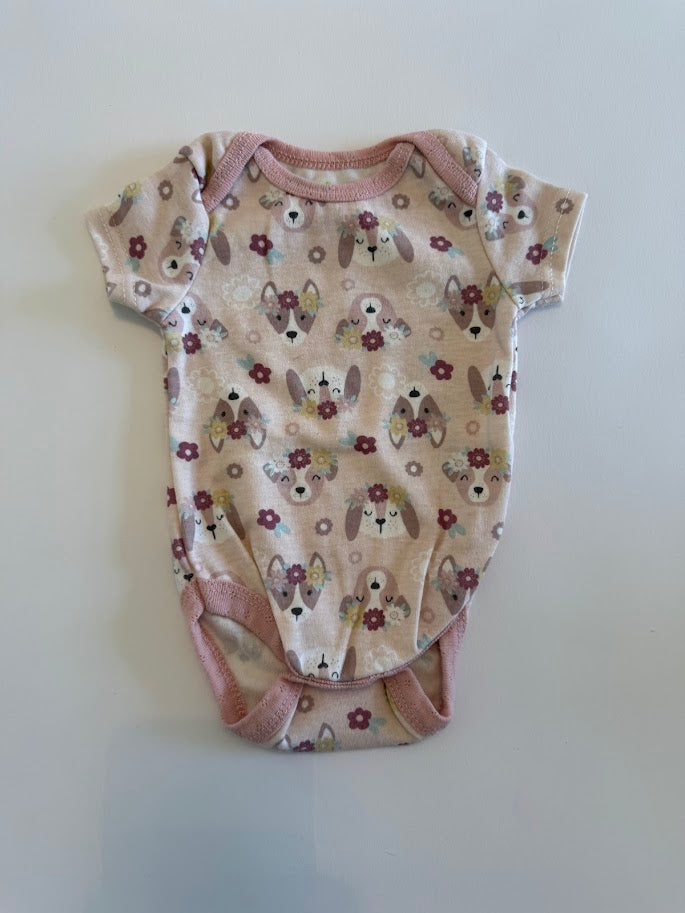 #78 REDUCED Chick Pea 3 Piece Pink Dog Bodysuits Girls 0-3M