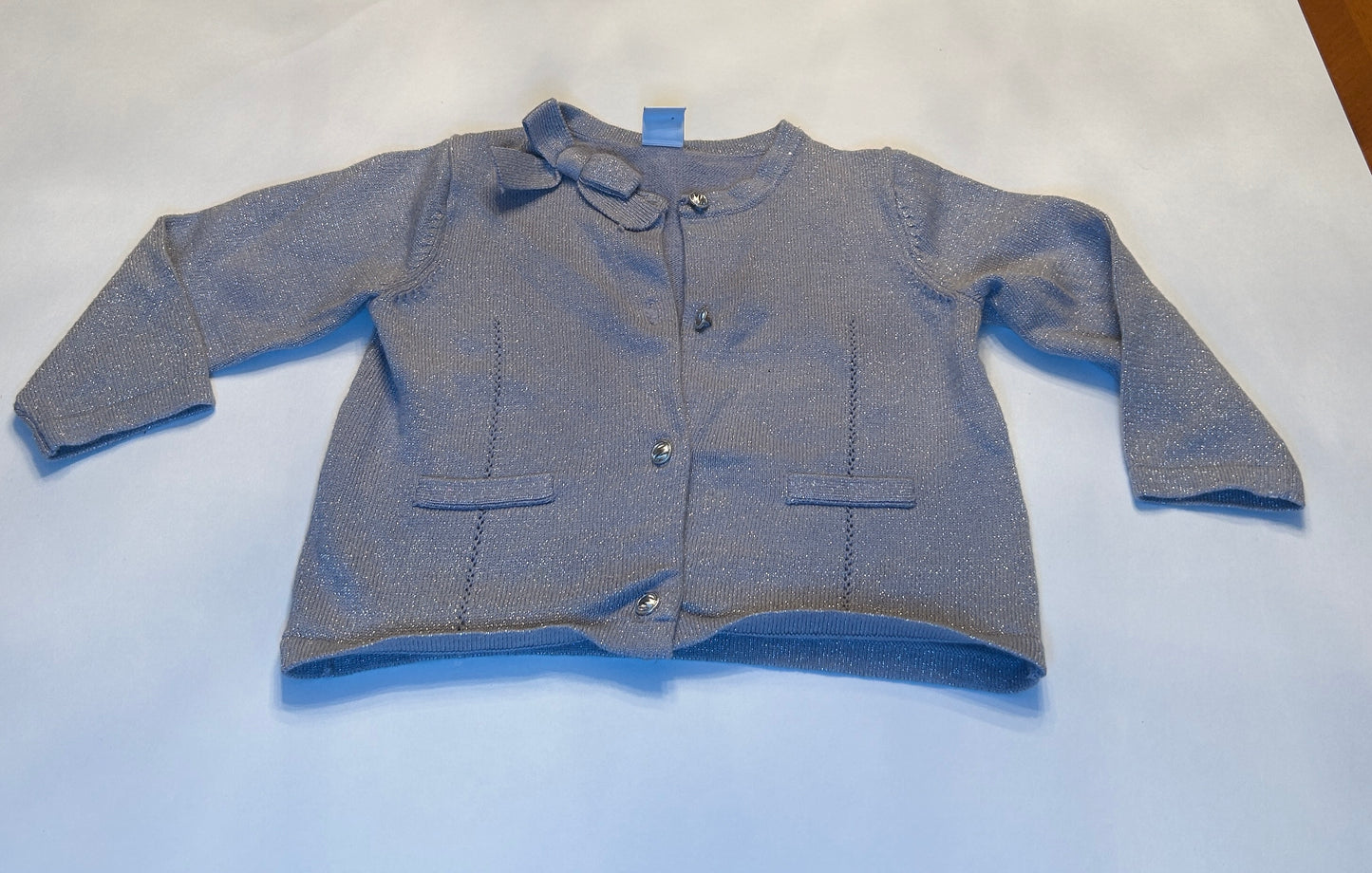 #28-Girls-12-18 Months-Janie and Jack-Silver Cardigan