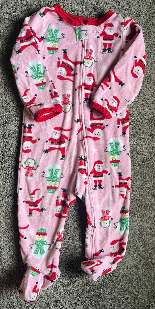 Seller #13 Carter’s girls 9 months pink fleece Santa Christmas sleeper
