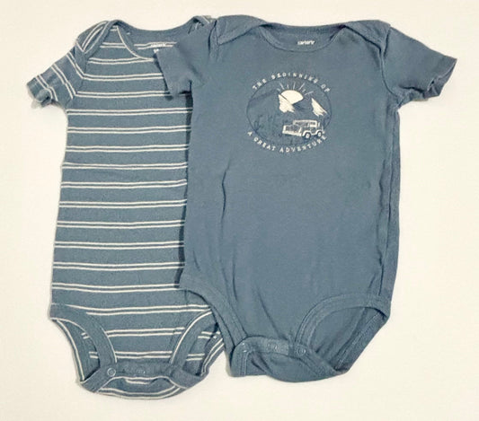 #132 - REDUCED- Bundle of 2 Carter's: Blue Onesies, 18M