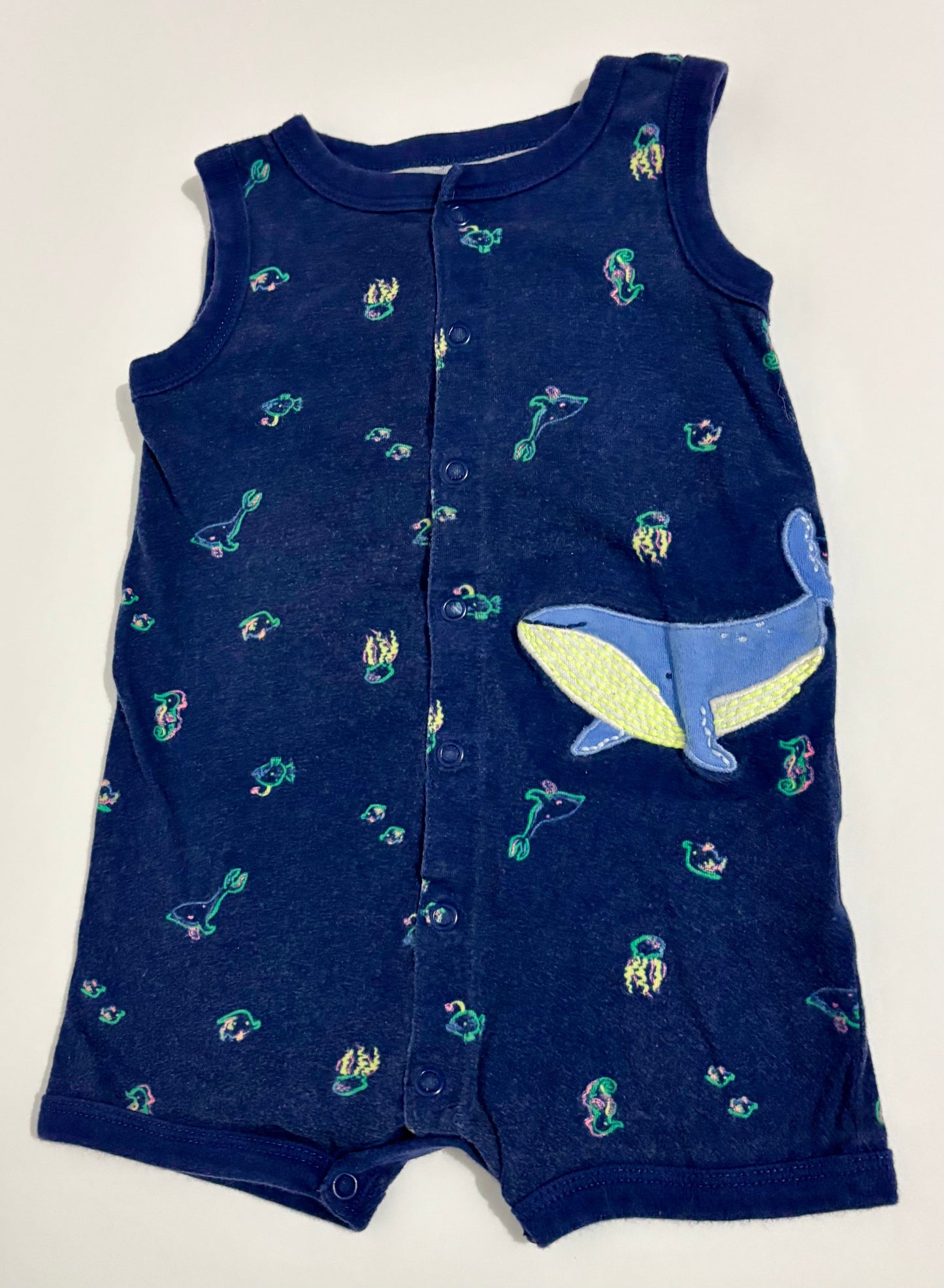 #132 - REDUCED - Carter's: Navy Blue Whale Romper, 18M