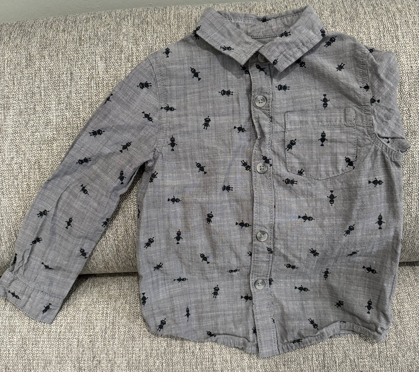 #59 Cat & Jack Robot Button-down LS - Boys 4T