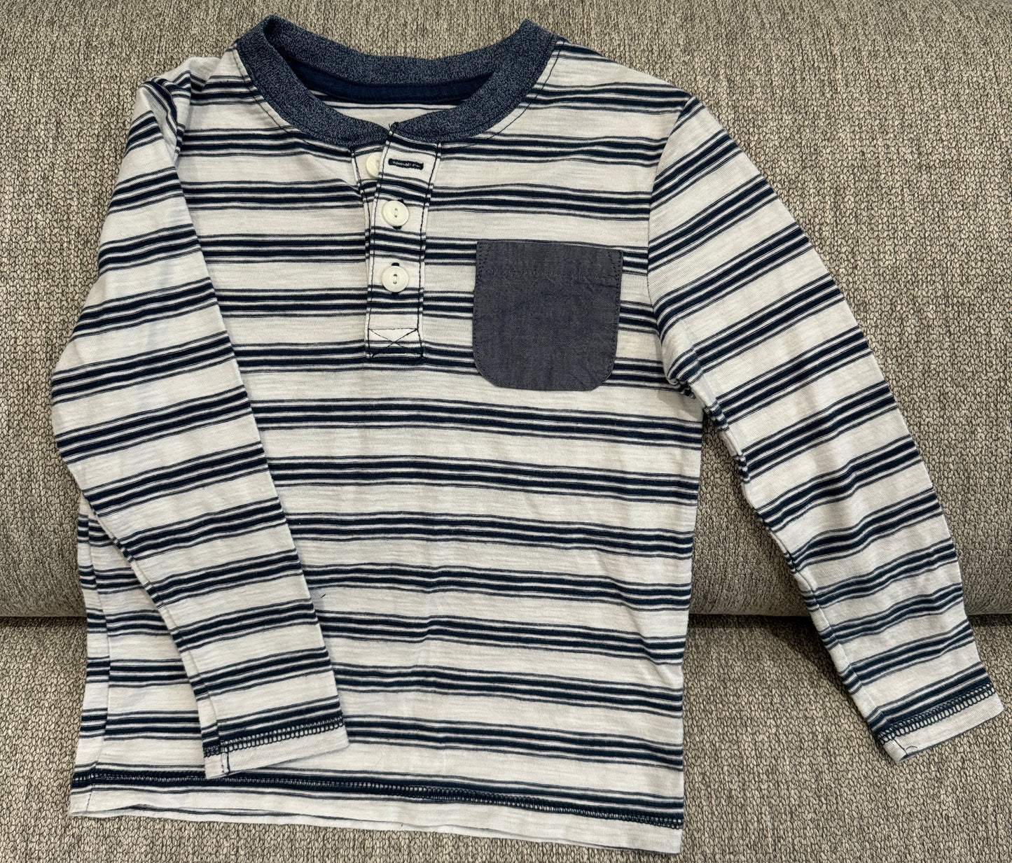 #59 Cat & Jack Blue/White Henley LS - Boys 4T