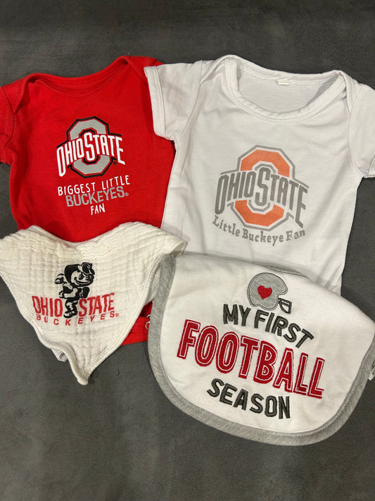 Seller 128 - Ohio State Buckeyes Baby Bundle - 2 onesies and 2 bibs