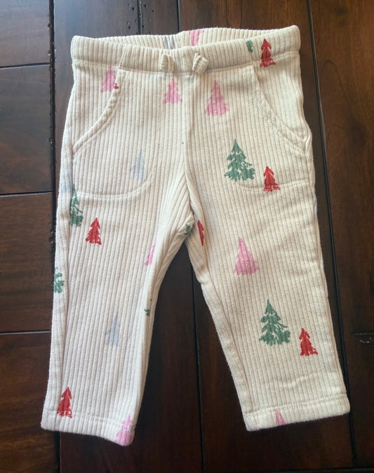 #51 Girls 12M Ribbed Christmas Tree Jogger Sweatpants