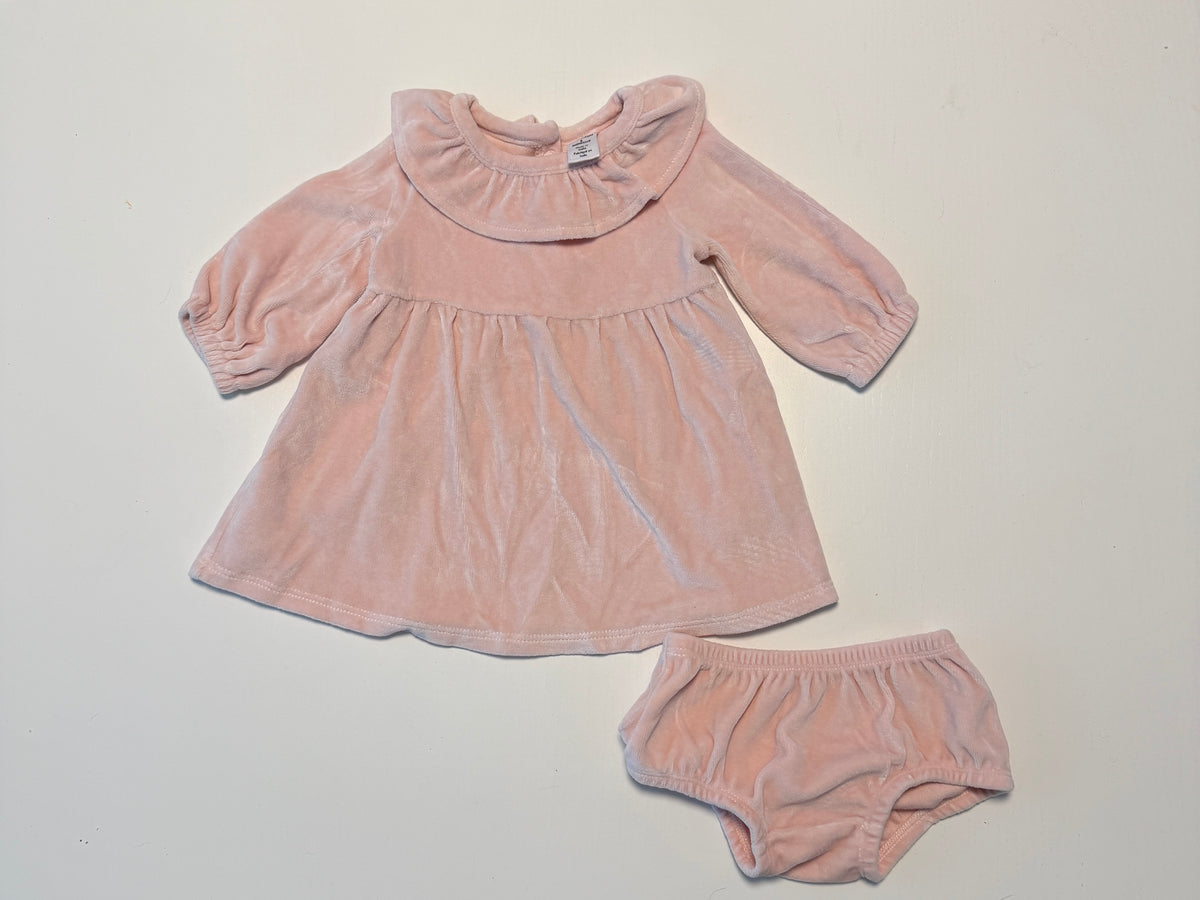 #93 Nordstrom light pink velvet baby girl dress size 3 months