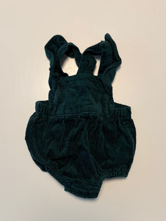 #93 green corduroy baby girl bubble overall size 3 months