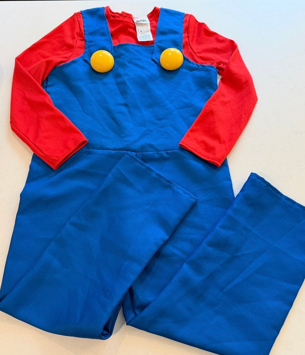 #9 Boys Small (4/6) Super Mario Costume with Hat GUC