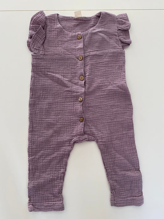 #117,Amazon purple button down romper, Girls Size 18-24M. NWOT