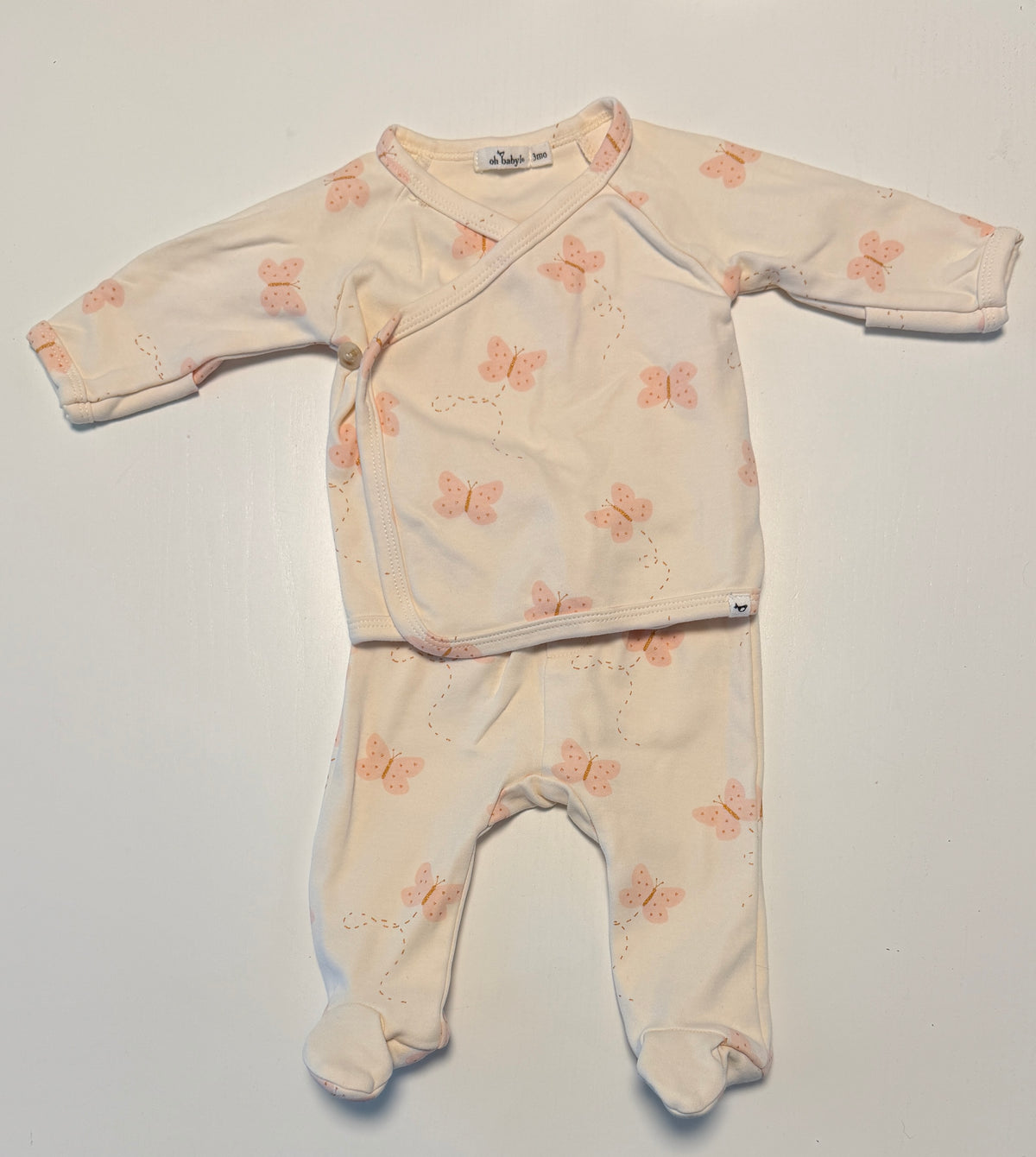 #93 baby girl boutique kimono top .+ footed pants size 3 months