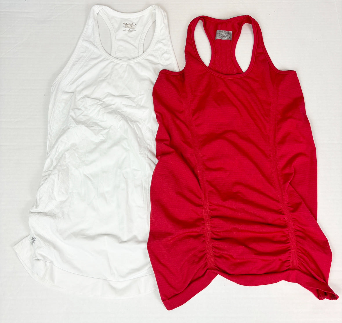 #14 Women Small Athleta pair of White and Red Racerback Tank