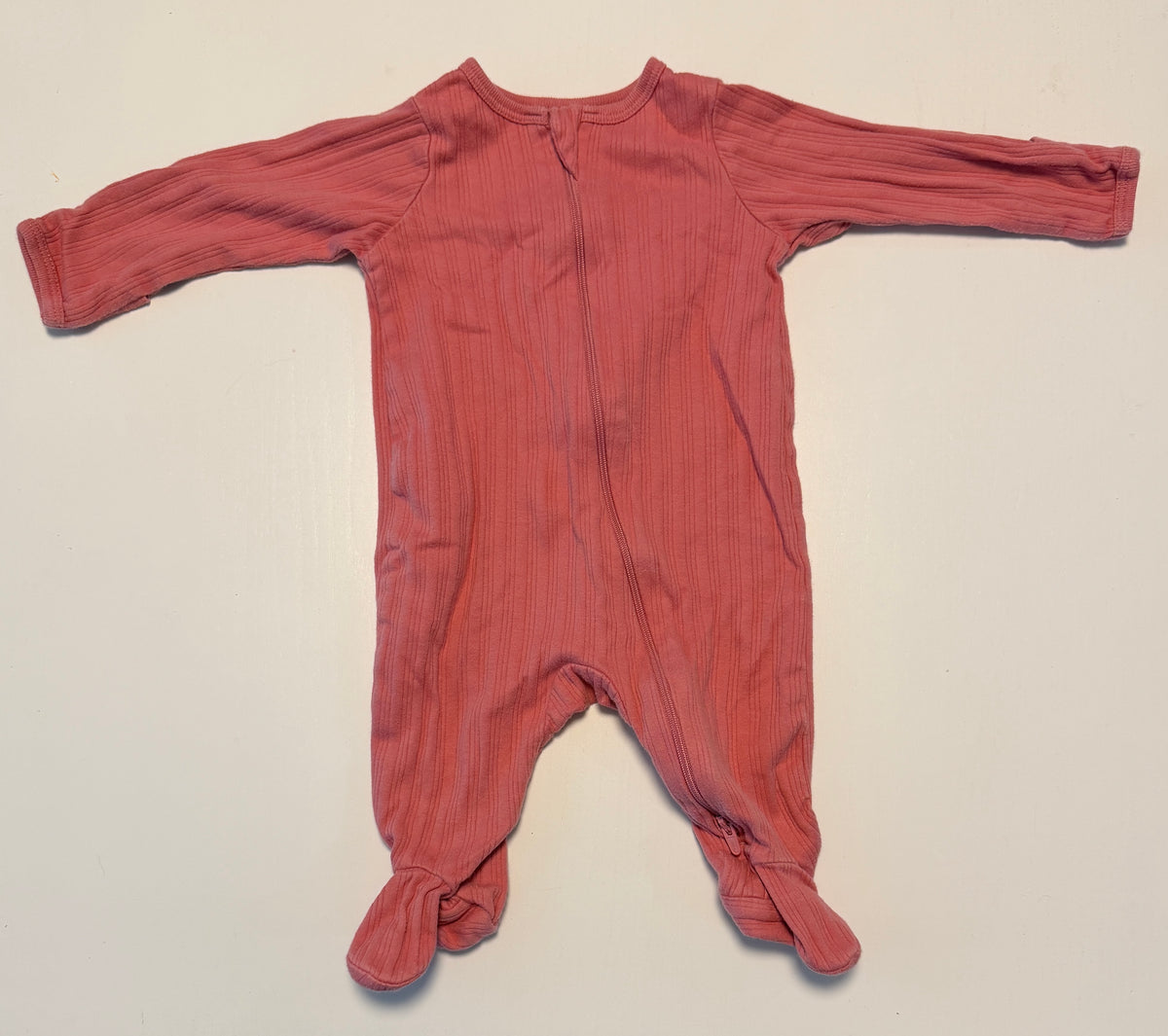 #93 Wonder Nation pink ribbed sleeper baby girl size 0-3 months