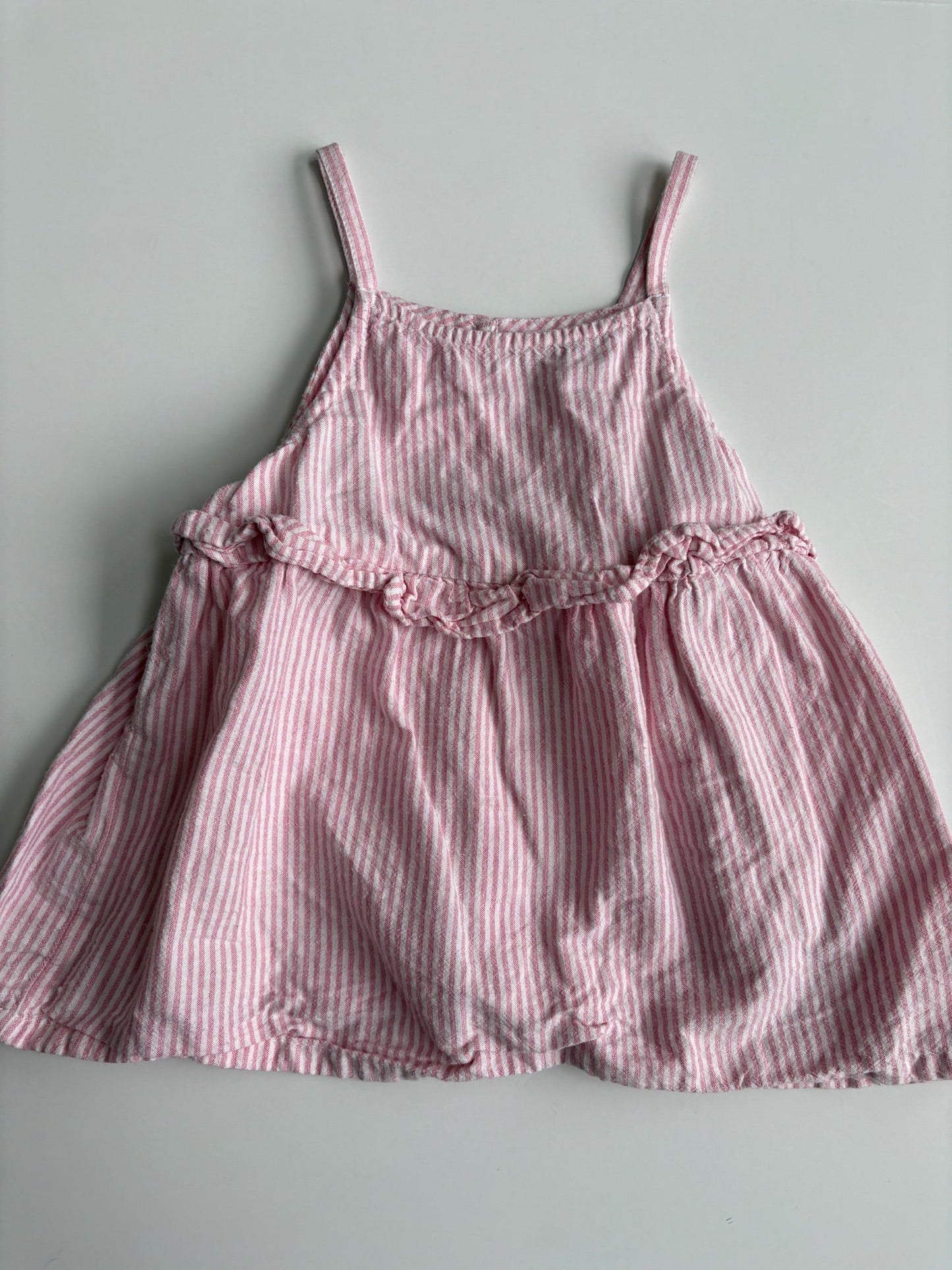Seller #105 - 4T Girls Pink & White Striped Old Navy Ruffle Tank GUC