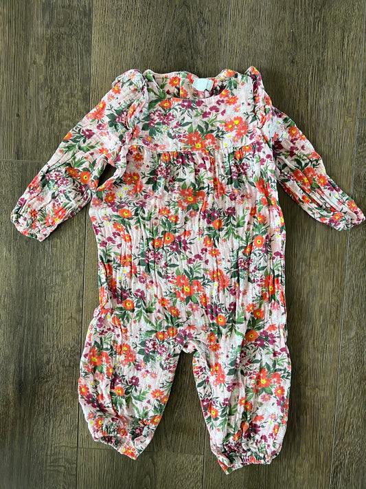 #173-Angel Dear ruffle sleeve cotton romper infant girl size 12-18m