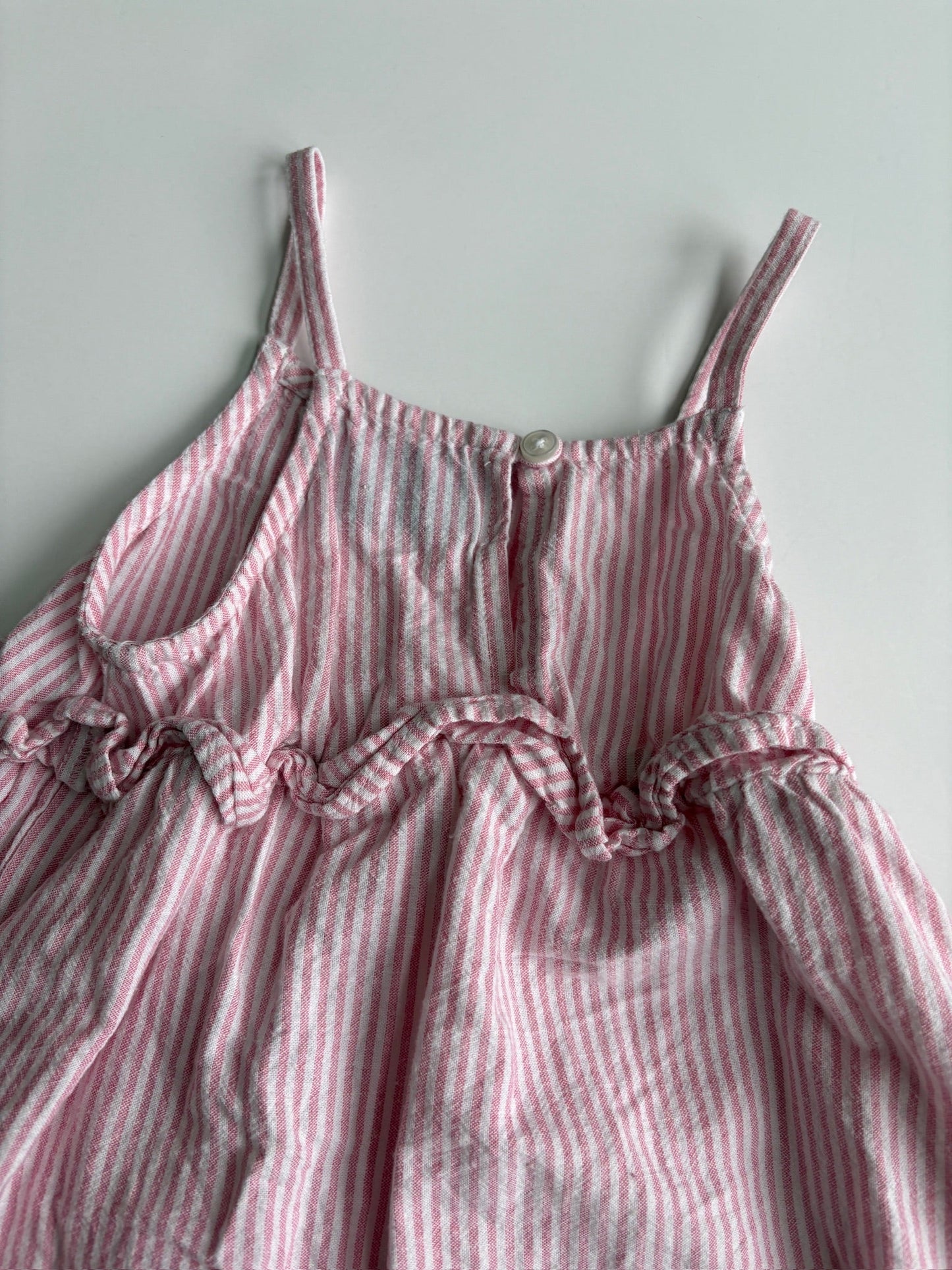 Seller #105 - 4T Girls Pink & White Striped Old Navy Ruffle Tank GUC