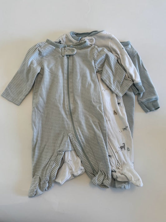 #78 REDUCED Carter's 3 Piece Dog and Stripes Pajamas Boys 3M