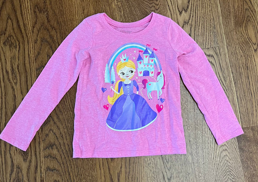 #33 Girls 4T The Children’s Place Princess Unifcorn Castle Long Sleeve Pink Shirt