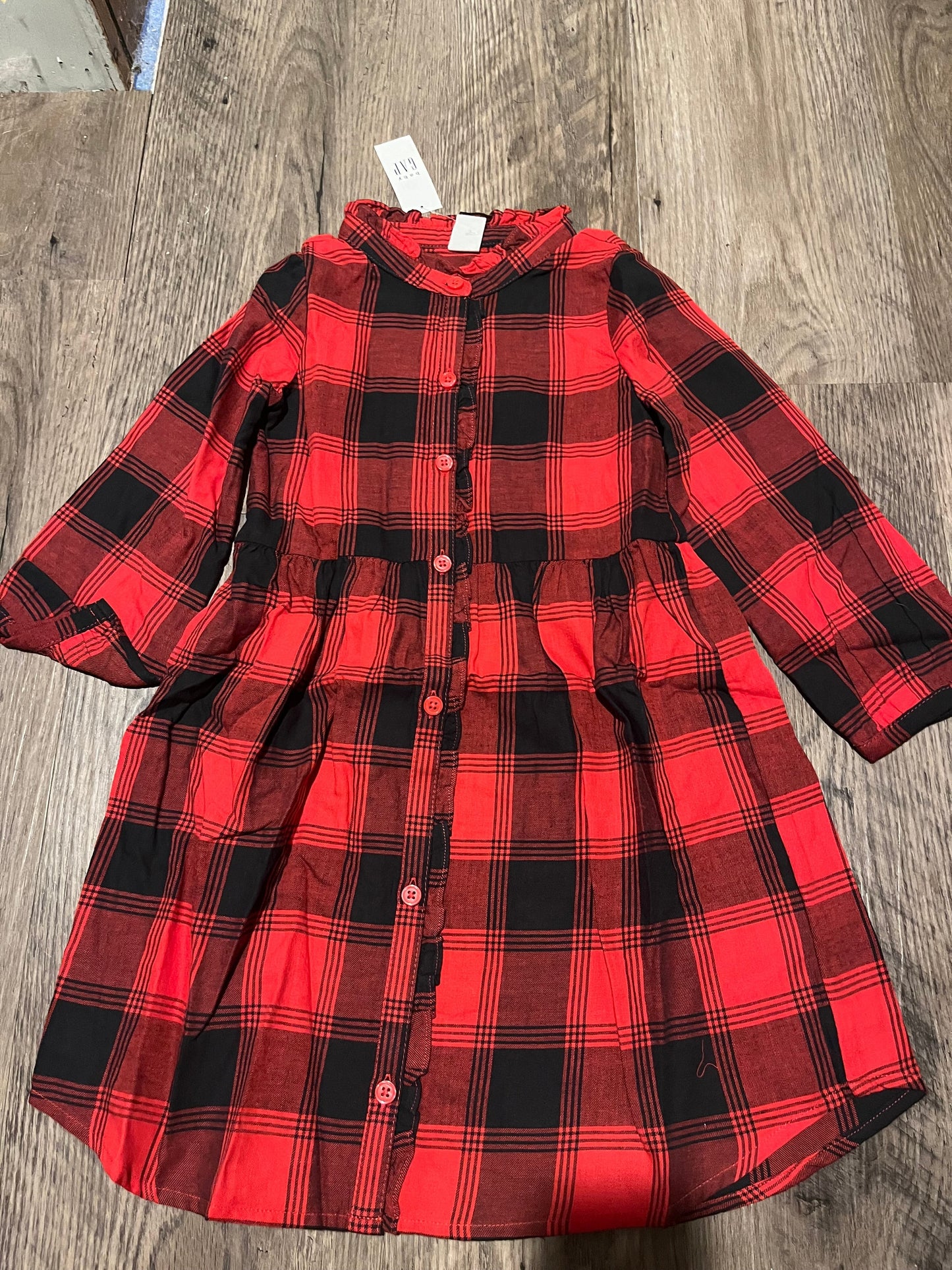 #13 New 5T girl plaid dress Christmas gap