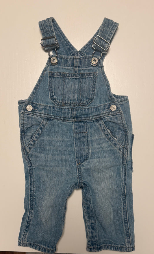 #93 baby GAP denim overalls size 3-6 months