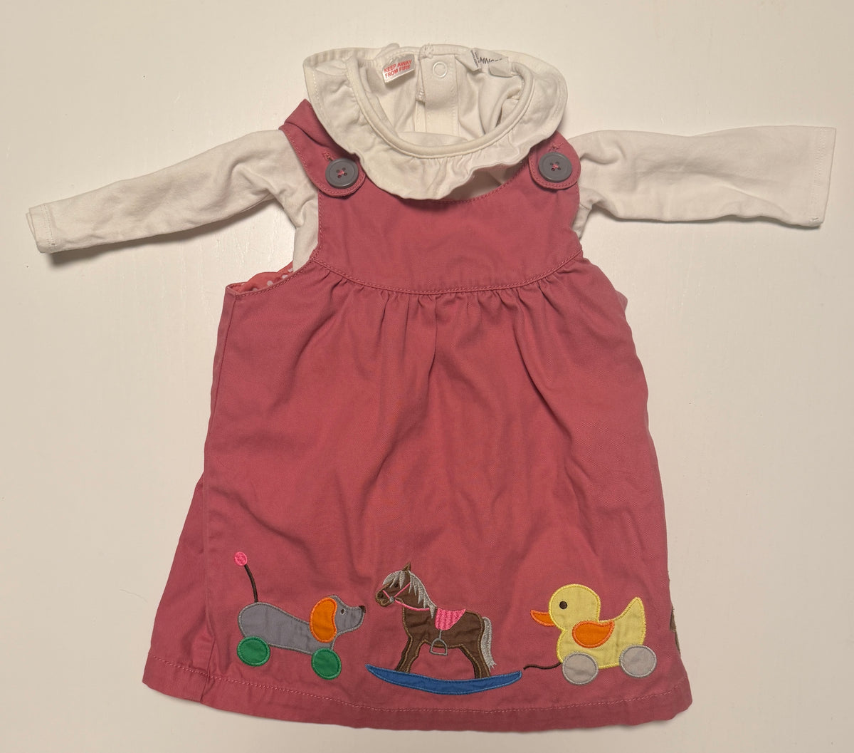 #93 mini body dress + ruffle collared onesie bundle girls size 3-6 months
