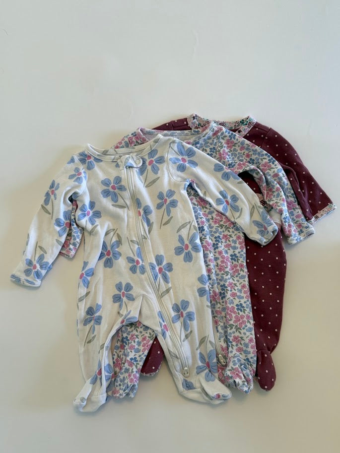 #78 REDUCED Carter's 3 Piece Floral Pajamas Girls 3M