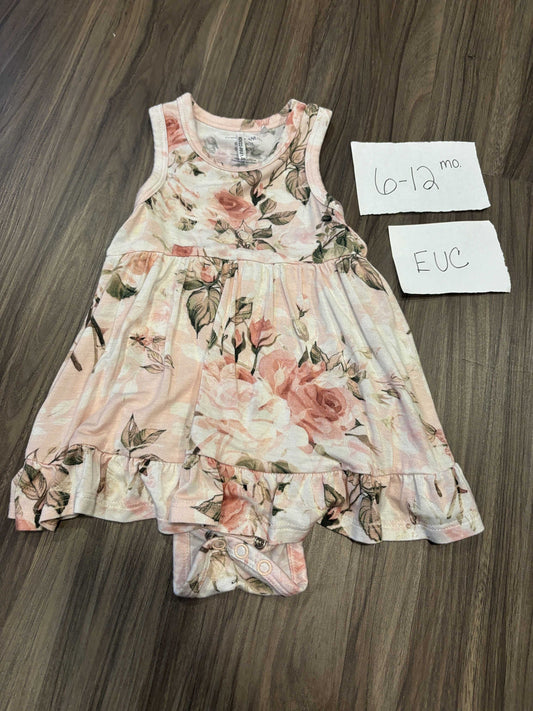 #77 - 6-12 Mo - EUC Posh Peanut - Vintage Pink Rose Dress