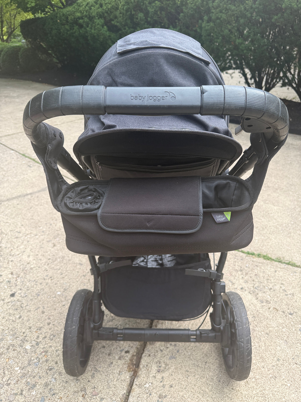 #87 baby jogger city select lux stroller with attachments and second seat, snack tray, and parent console