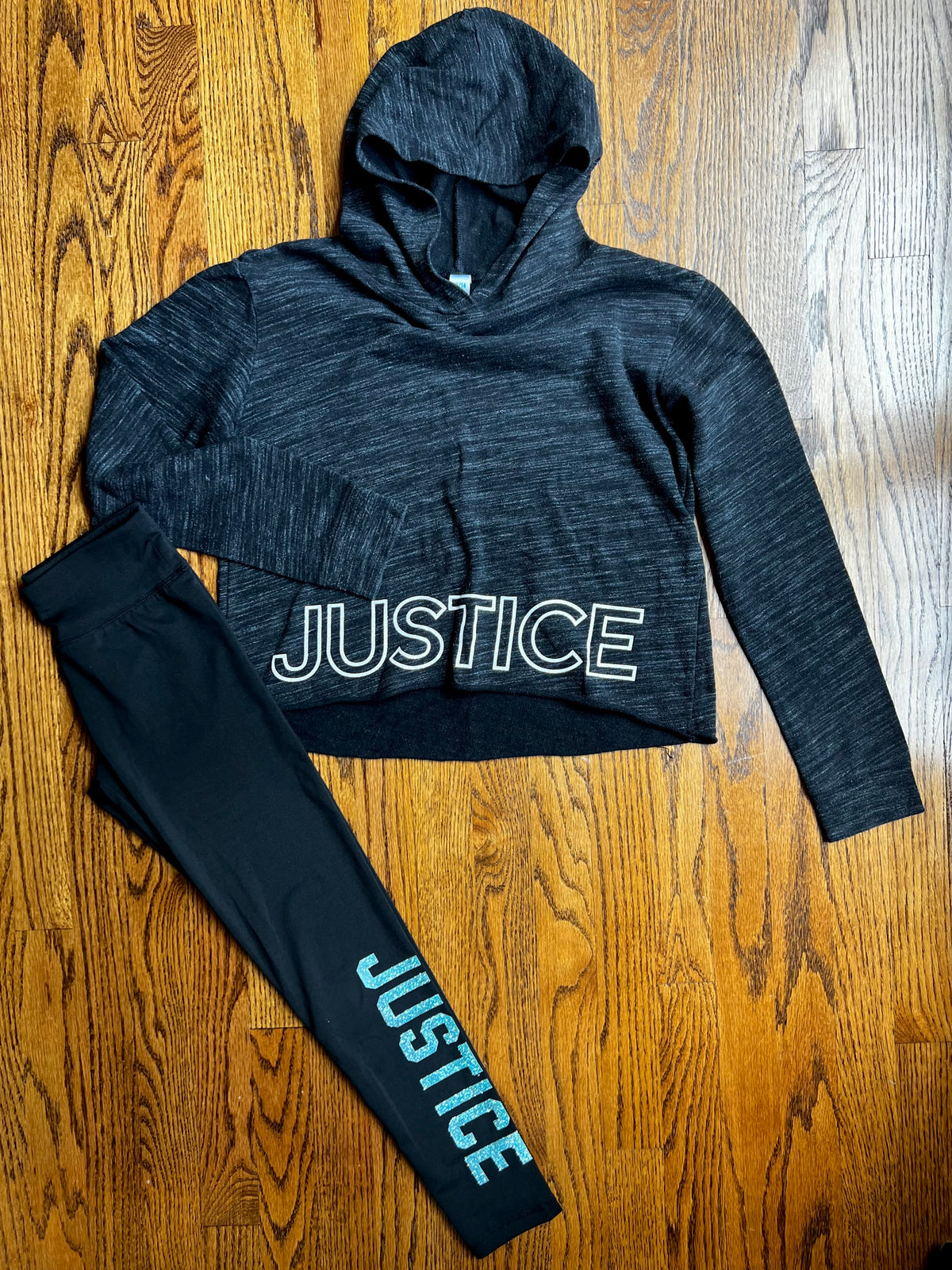 Seller #115 - Justice Girls 12 (12/14) Black Outfit (Hoodie & Leggings), GUC