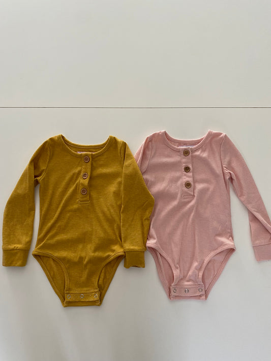 #84B- SweetHoney yellow and pink long sleeved bodysuit bundle, Girls 3T, VGUC