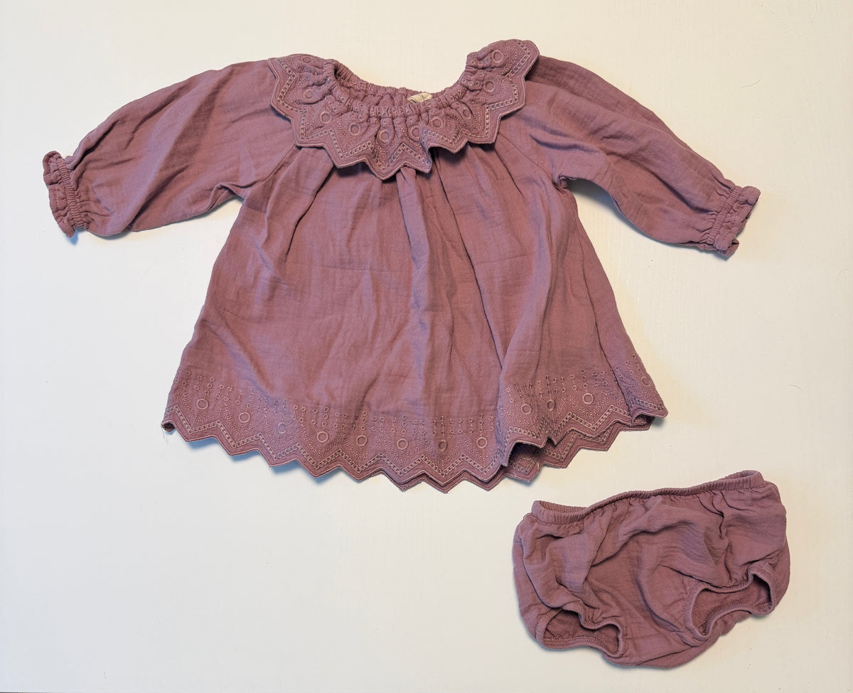 #93 LIKE NEW Quincy Mae girls size 3-6 months dress and diaper cover