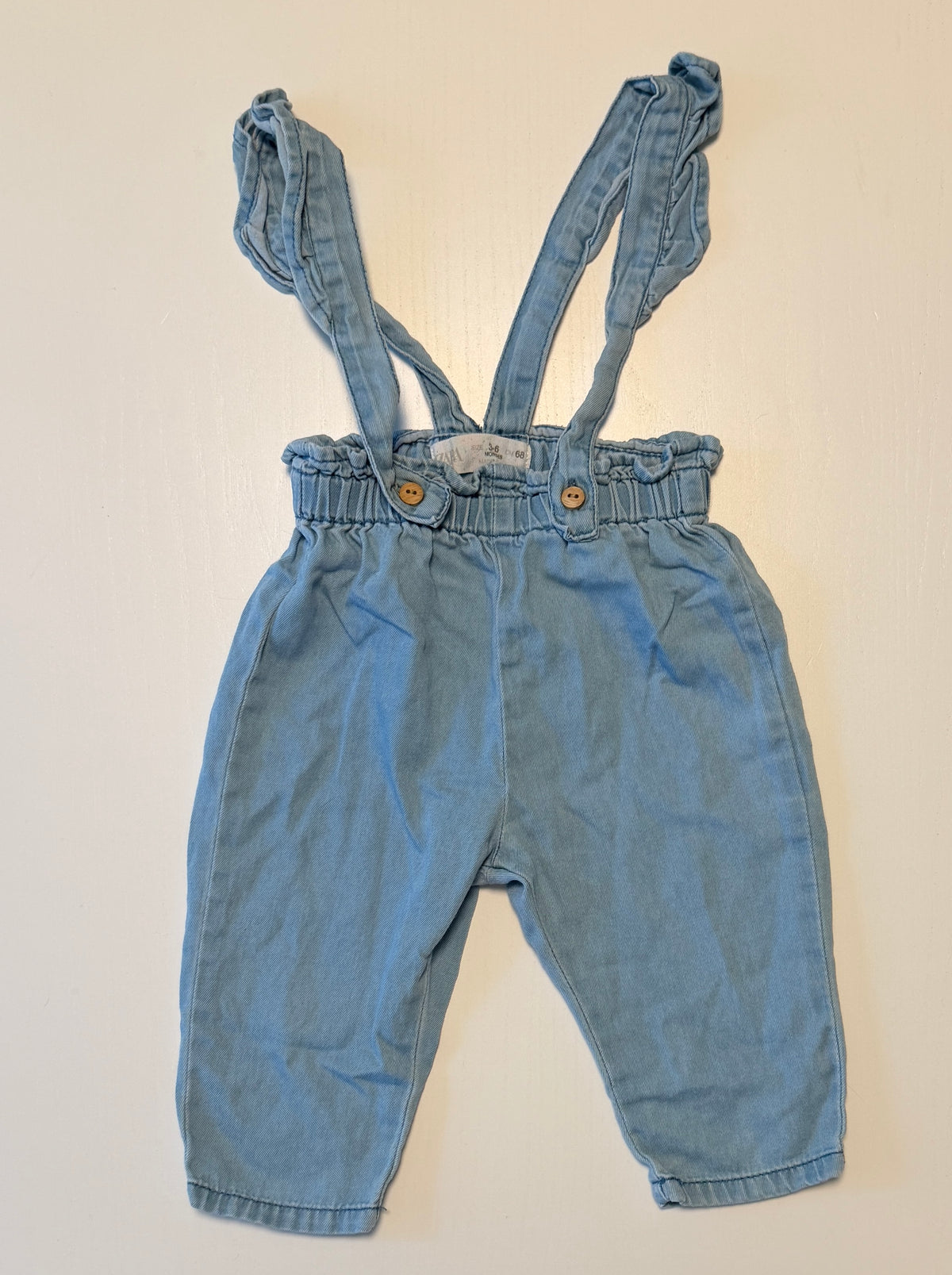 #93 Zara baby girls ruffle strap overalls with paper bag waist size 3-6 months