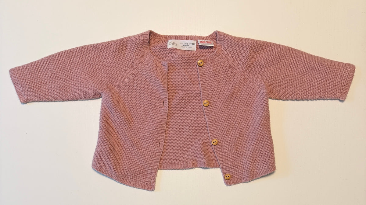 #93 Zara cardigan and knit overall bundle (2 items) girls size 3-6 months