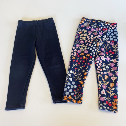 #118 | Size 4T | Carters Girls Set of 2 Fleece Lined Leggings - Floral and Jean