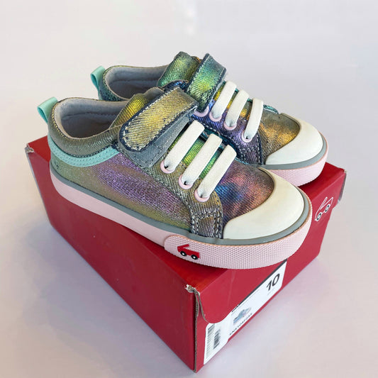 #118 | Size 10 | See Kai Run Girls Metallic Rainbow Sneakers