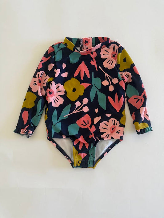#78 REDUCED Carter's Long Sleeve Floral Swim Suit Girls Size 9M