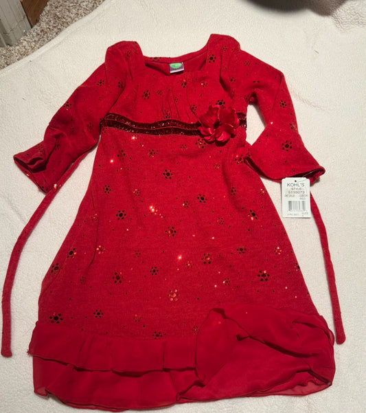 136 NWT size 6 girls red glitter dress