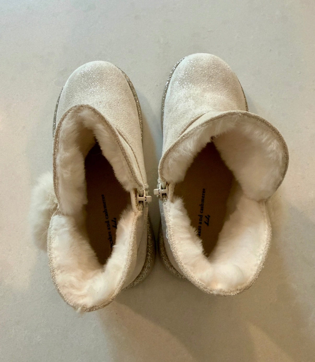 #9 Girls Size 12 Light Tan/Cream Fuzzy Boots • Worn Once