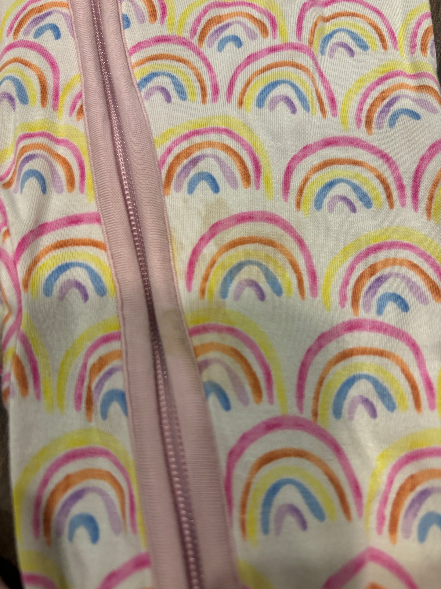 #98B - 6-12 Mo - Little Sleepies - Rainbows Convertible Zippy PLAY (See additional pic for small stain near zipper)