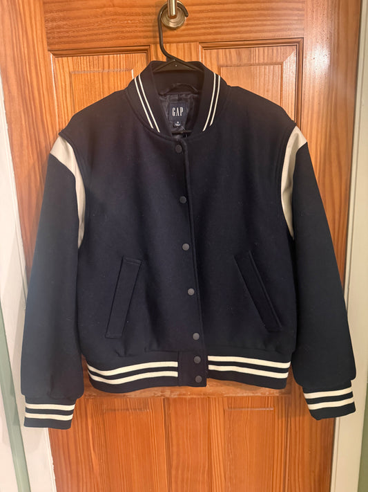 #51 NWT GAP Women’s M Wool Blend Navy Varsity Jacket