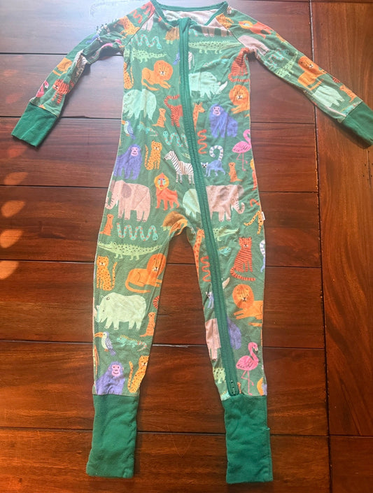 #51 Little Sleepies 2T Jungle Animals Bamboo Zippy Pajamas