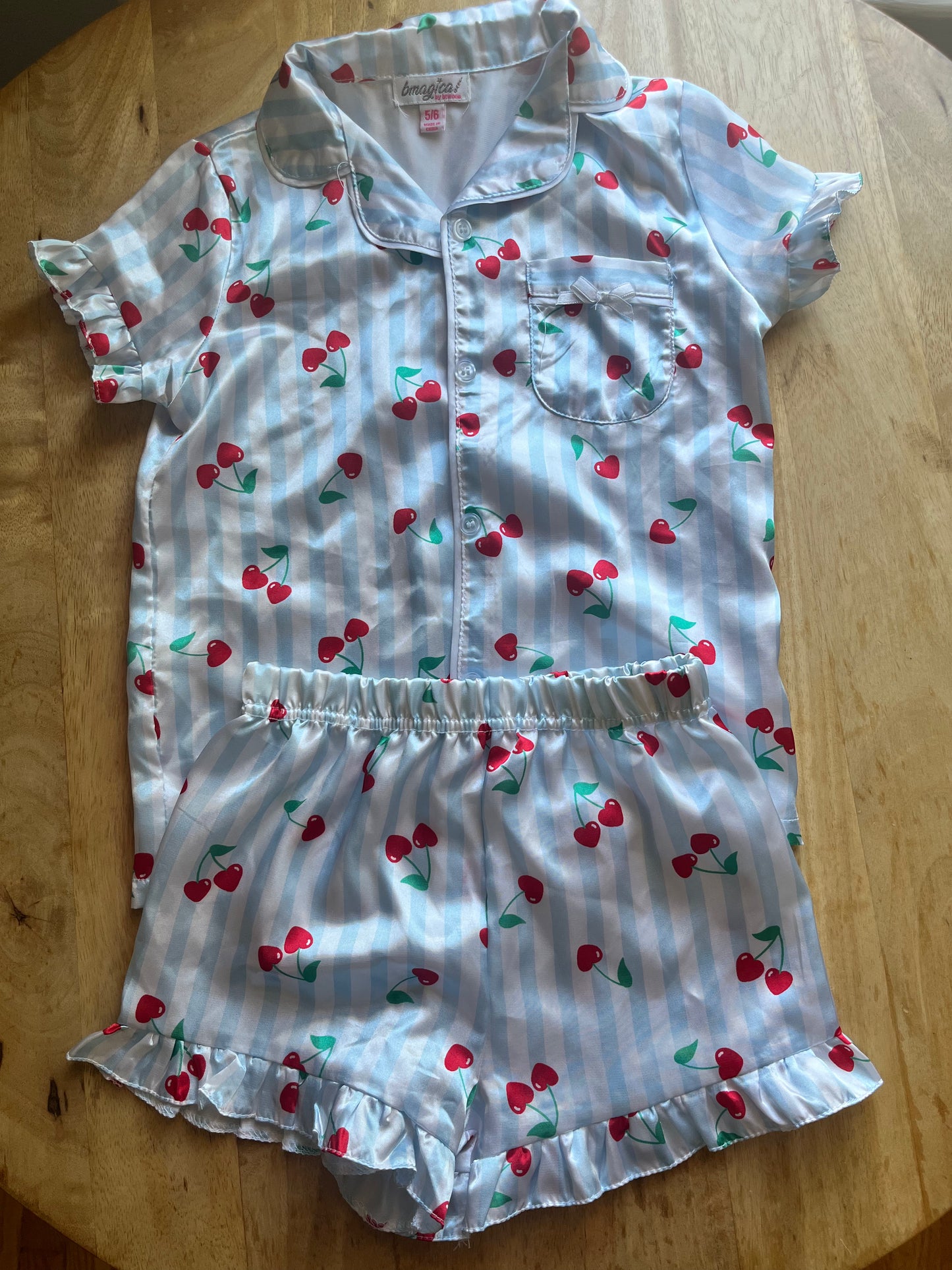 #97- bmagical 2pcs cherry striped pajamas - Size 5/6