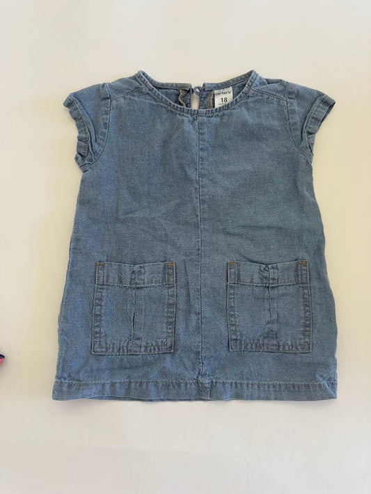#78 REDUCED Carter's Chambray Dress Girls Size 18M