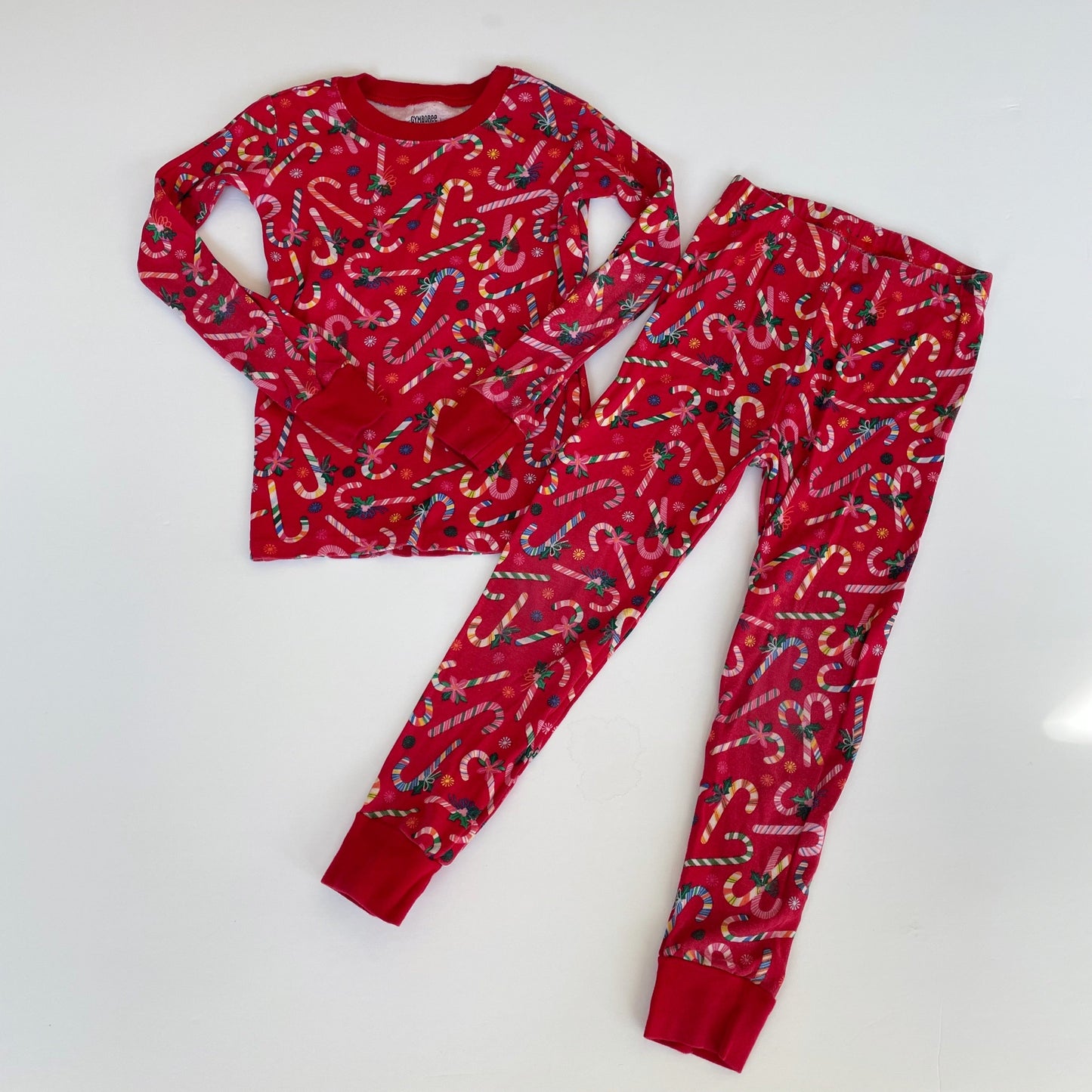 #118 | Size 4T | Gymboree Girls Rainbow Candy Cane Christmas Pajamas