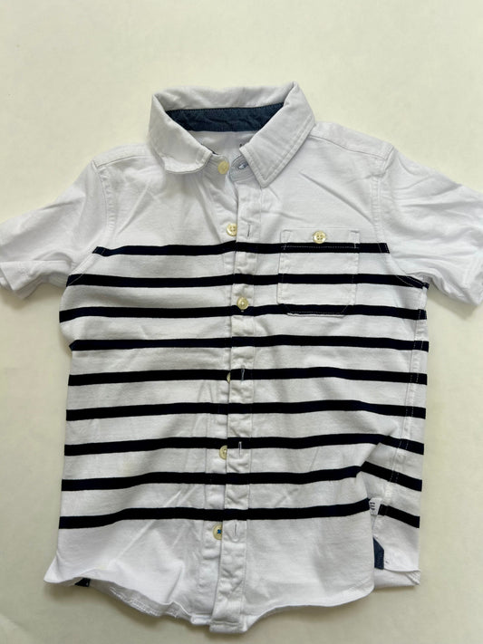 Boys Size 6-7 youth small Gap Kids navy striped short sleeve shirt